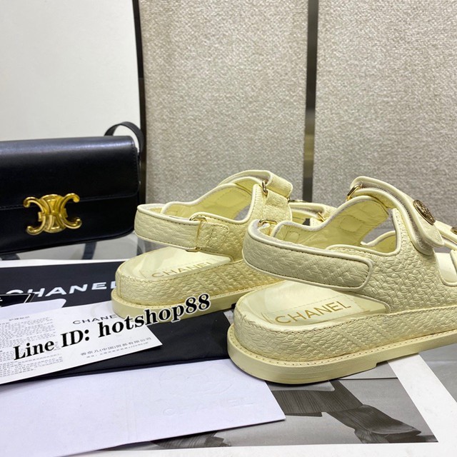 chanel香奈兒2022早春最新一季魔術貼涼鞋 沙灘涼鞋 dx3276